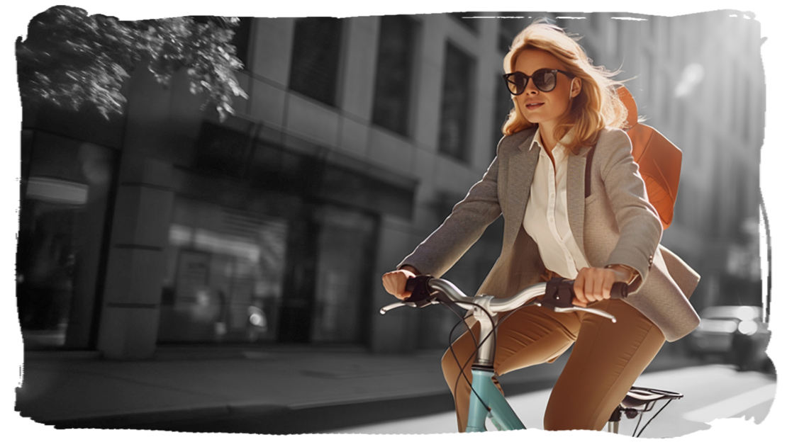 Woman riding bicycle